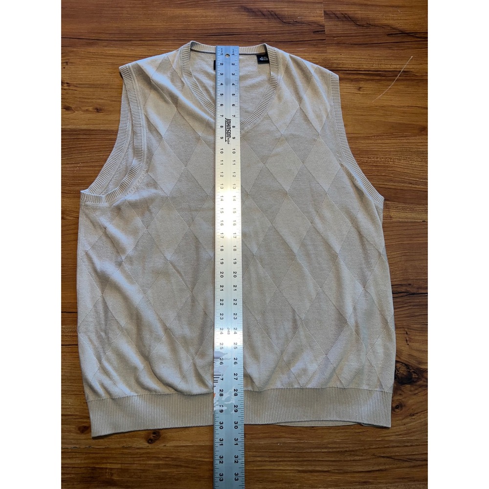 Haggar Mens XL Argyle V-Neck Sweater Vest Beige Tan - Picture 8 of 8